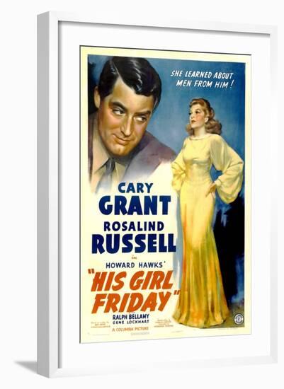 His Girl Friday, Cary Grant, Rosalind Russell, 1940-null-Framed Art Print