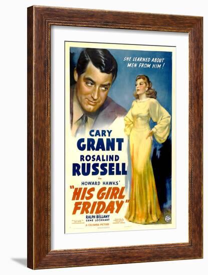 His Girl Friday, Cary Grant, Rosalind Russell, 1940-null-Framed Art Print