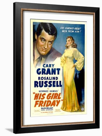 His Girl Friday, Cary Grant, Rosalind Russell, 1940-null-Framed Art Print