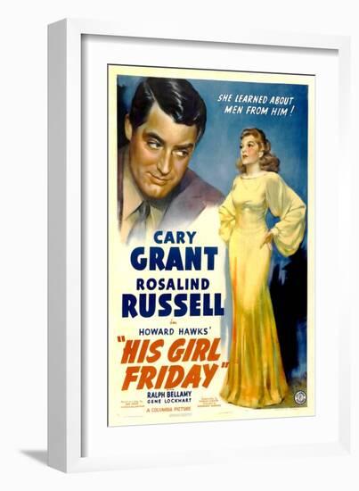 His Girl Friday, Cary Grant, Rosalind Russell, 1940-null-Framed Art Print