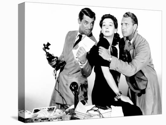 His Girl Friday, Cary Grant, Rosalind Russell, Ralph Bellamy, 1940-null-Stretched Canvas