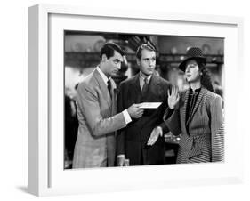 His Girl Friday, from Left: Cary Grant, Ralph Bellamy, Rosalind Russell, 1940-null-Framed Photo