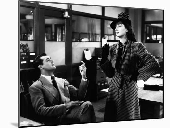 His Girl Friday, from Left: Cary Grant, Rosalind Russell, 1940-null-Mounted Photo