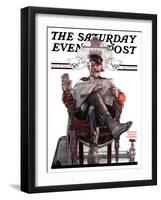 "His Majesty the Janitor," Saturday Evening Post Cover, January 13, 1923-Walter Beach Humphrey-Framed Giclee Print