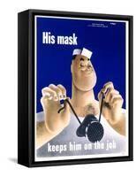 His Mask Keeps Him on the Job-null-Framed Stretched Canvas