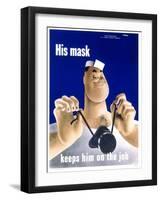 His Mask Keeps Him on the Job-null-Framed Giclee Print
