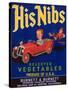His Nibs Vegetable Label - Salinas, CA-Lantern Press-Stretched Canvas