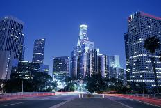 Usa, California, Los Angeles, Downtown at Night (Long Exposure)-Hisham Ibrahim-Stretched Canvas