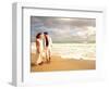 Hispanic Couple Walking Together on the Beach-Bill Bachmann-Framed Photographic Print