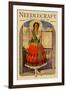 Hispanic Holds Up a Lace Design on a Frame-Needlecraft Magazine-Framed Art Print