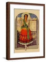 Hispanic Holds Up a Lace Design On a Frame-null-Framed Art Print