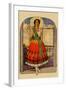 Hispanic Holds Up a Lace Design On a Frame-null-Framed Art Print