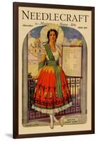 Hispanic Holds Up a Lace Design On a Frame-null-Framed Art Print