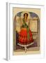 Hispanic Holds Up a Lace Design On a Frame-null-Framed Art Print