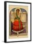 Hispanic Holds Up a Lace Design On a Frame-null-Framed Art Print