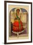 Hispanic Holds Up a Lace Design On a Frame-null-Framed Art Print