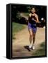 Hispanic Woman Running for Exercise, New York, New York, USA-Paul Sutton-Framed Stretched Canvas