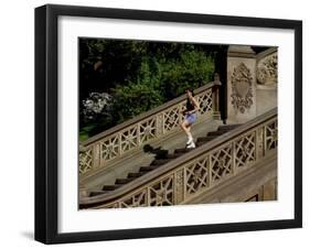 Hispanic Woman Running for Exercise, New York, New York, USA-Paul Sutton-Framed Photographic Print