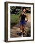 Hispanic Woman Running for Exercise, New York, New York, USA-Paul Sutton-Framed Photographic Print