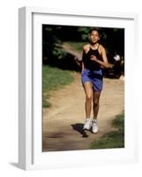 Hispanic Woman Running for Exercise, New York, New York, USA-Paul Sutton-Framed Photographic Print