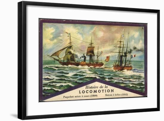 Histoire De La Locomotion, Segelboote, 1860 Und 1842-null-Framed Giclee Print