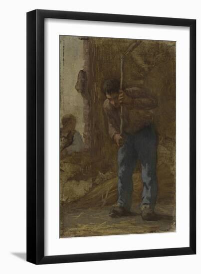 Histoire du blé: le battage, Esquisse pour l'école de la rue Dombasle-Paul-Albert Baudouin-Framed Giclee Print