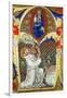 Historiated Initial 'A' Depicting St. Benedict Offering His Soul to God the Father, Lombardy School-Master of the Vitae Imperatorum-Framed Giclee Print