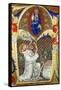 Historiated Initial 'A' Depicting St. Benedict Offering His Soul to God the Father, Lombardy School-Master of the Vitae Imperatorum-Framed Stretched Canvas