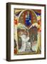 Historiated Initial 'A' Depicting St. Benedict Offering His Soul to God the Father, Lombardy School-Master of the Vitae Imperatorum-Framed Premium Giclee Print