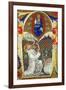 Historiated Initial 'A' Depicting St. Benedict Offering His Soul to God the Father, Lombardy School-Master of the Vitae Imperatorum-Framed Giclee Print