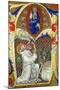 Historiated Initial 'A' Depicting St. Benedict Offering His Soul to God the Father, Lombardy School-Master of the Vitae Imperatorum-Mounted Giclee Print