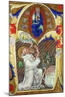 Historiated Initial 'A' Depicting St. Benedict Offering His Soul to God the Father, Lombardy School-Master of the Vitae Imperatorum-Mounted Premium Giclee Print