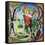 Historiated Initial 'B' Depicting St. Michael and the Dragon, 1499-1511 (Vellum)-Alessandro Pampurino-Framed Stretched Canvas