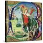 Historiated Initial 'B' Depicting St. Michael and the Dragon, 1499-1511 (Vellum)-Alessandro Pampurino-Stretched Canvas