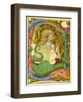 Historiated Initial 'C'? Depicting St. Margaret (Vellum)-Master of San Michele of Murano-Framed Giclee Print