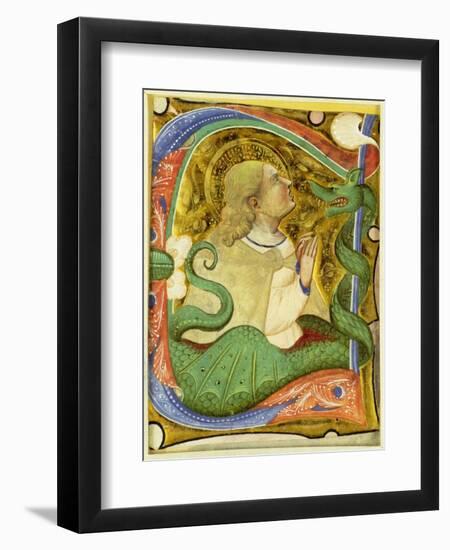 Historiated Initial 'C'? Depicting St. Margaret (Vellum)-Master of San Michele of Murano-Framed Giclee Print