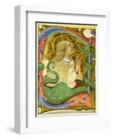 Historiated Initial 'C'? Depicting St. Margaret (Vellum)-Master of San Michele of Murano-Framed Giclee Print