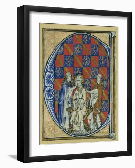 Historiated Initial 'C' Depicting the Ordination of a Bishop, C.1320-30 (Vellum)-French-Framed Giclee Print