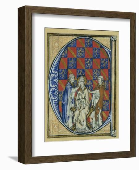 Historiated Initial 'C' Depicting the Ordination of a Bishop, C.1320-30 (Vellum)-French-Framed Giclee Print