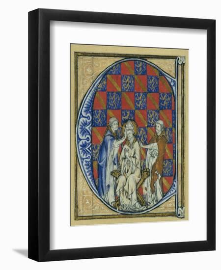 Historiated Initial 'C' Depicting the Ordination of a Bishop, C.1320-30 (Vellum)-French-Framed Giclee Print