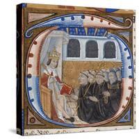 Historiated Initial depicting King Henry VII receiving the book-English-Stretched Canvas