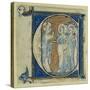 Historiated Initial 'E' Depicting Jesus Christ and the Apostles, C.1320-30 (Vellum)-French-Stretched Canvas