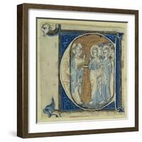 Historiated Initial 'E' Depicting Jesus Christ and the Apostles, C.1320-30 (Vellum)-French-Framed Giclee Print
