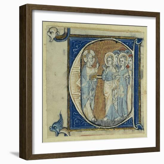 Historiated Initial 'E' Depicting Jesus Christ and the Apostles, C.1320-30 (Vellum)-French-Framed Giclee Print