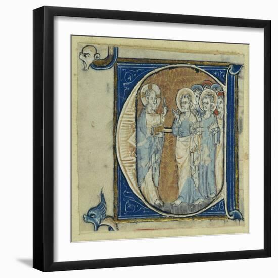 Historiated Initial 'E' Depicting Jesus Christ and the Apostles, C.1320-30 (Vellum)-French-Framed Giclee Print