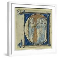 Historiated Initial 'E' Depicting Jesus Christ and the Apostles, C.1320-30 (Vellum)-French-Framed Giclee Print