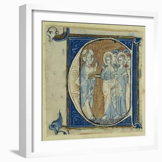 Historiated Initial 'E' Depicting Jesus Christ and the Apostles, C.1320-30 (Vellum)-French-Framed Giclee Print