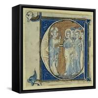 Historiated Initial 'E' Depicting Jesus Christ and the Apostles, C.1320-30 (Vellum)-French-Framed Stretched Canvas