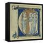 Historiated Initial 'E' Depicting Jesus Christ and the Apostles, C.1320-30 (Vellum)-French-Framed Stretched Canvas