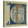 Historiated Initial 'E' Depicting Jesus Christ and the Apostles, C.1320-30 (Vellum)-French-Stretched Canvas